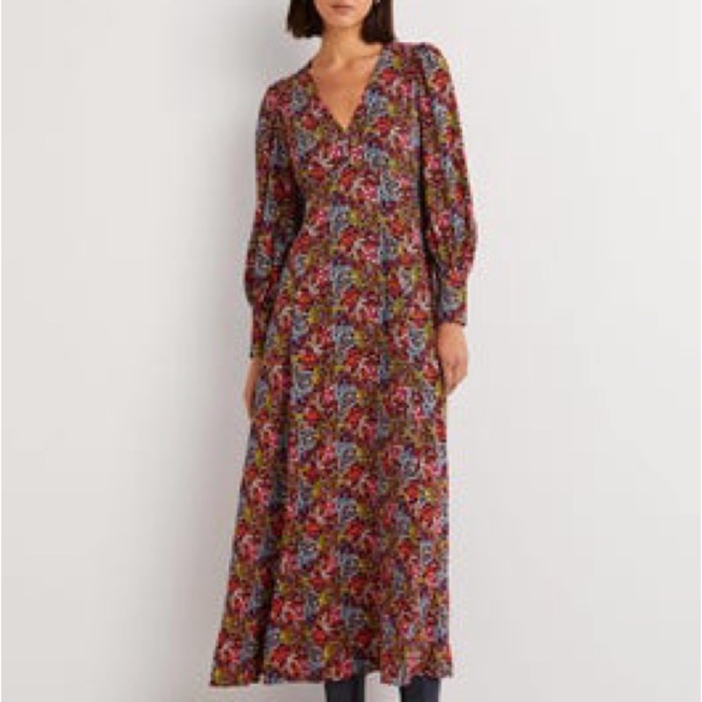Boden Multicolor Floral Long Sleeve Dress 14R